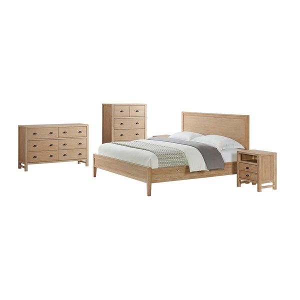 Alaterre Furniture Arden 5-Piece Wood Bedroom Set with King Bed, Two 2-Drawer Nightstands, Chest, Dresser ANAN011344029